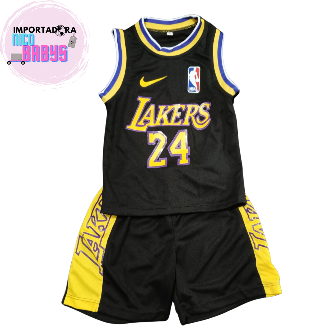 UNIFORME NBA NIÑO LAKERS NEGRO CON AMARILLO