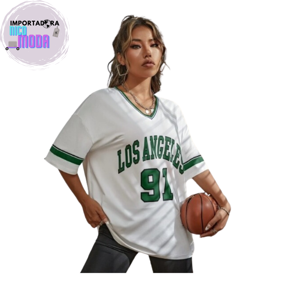 Beisbolera Dama LOS ANGELES VERDE