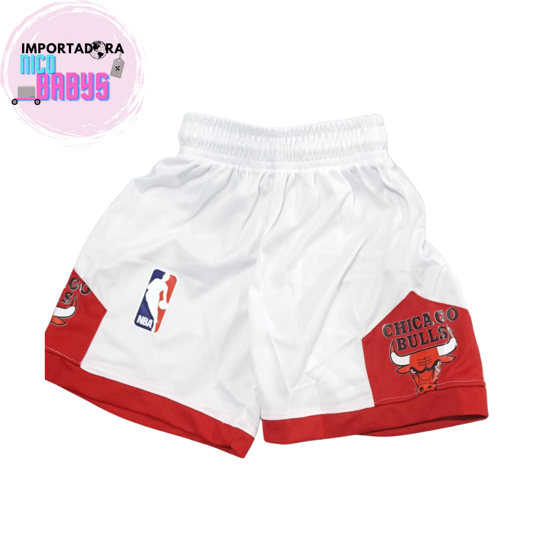 UNIFORME NBA NIÑO BULLS BLANCO CON ROJO