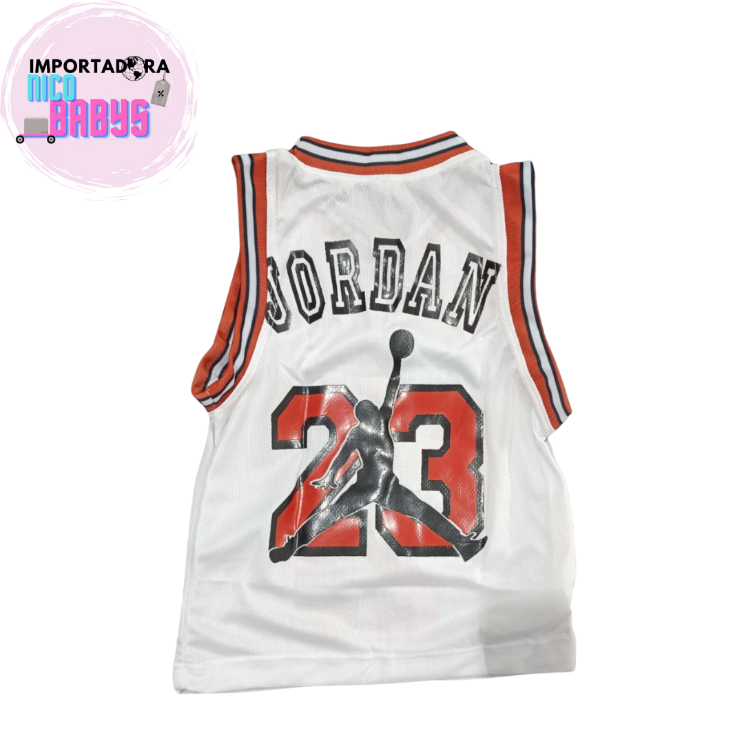 UNIFORME NBA NIÑO BULLS BLANCO CON ROJO