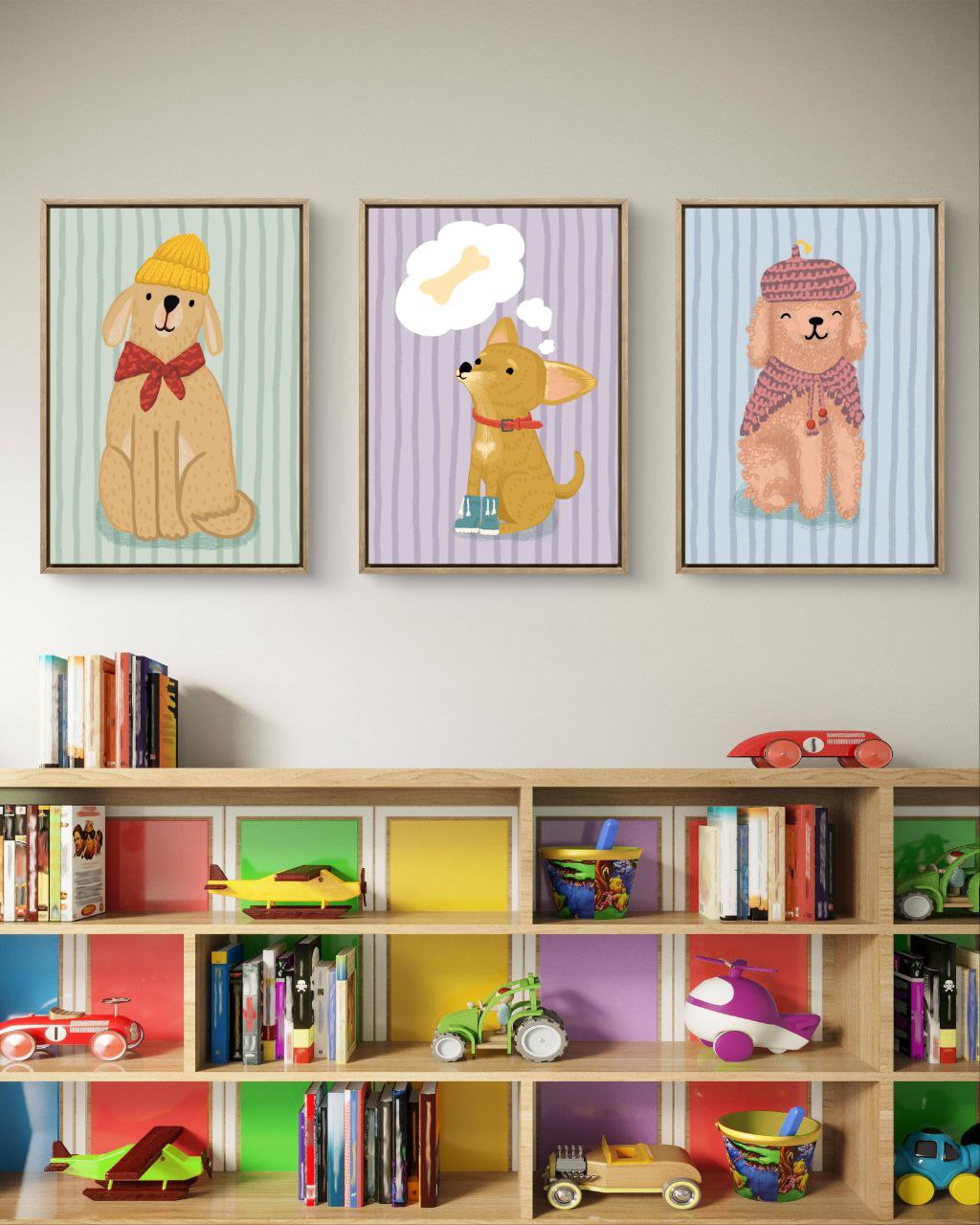 Printable Wall Art – Cute Dogs in Pastel Tones | Nursery & Kids Room Decor