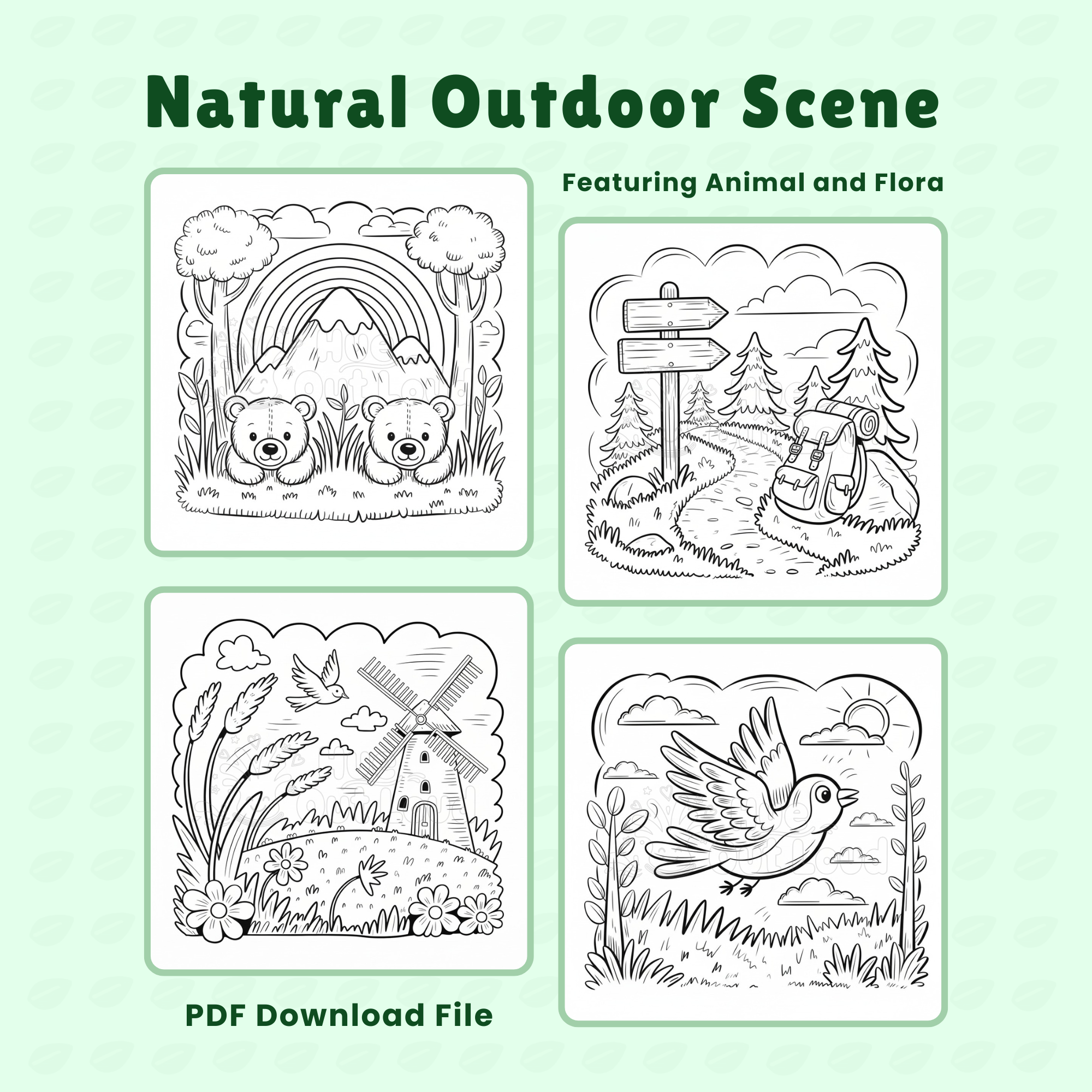 Cozy Nature Coloring Pages with Simple Design of Outdoor Scene