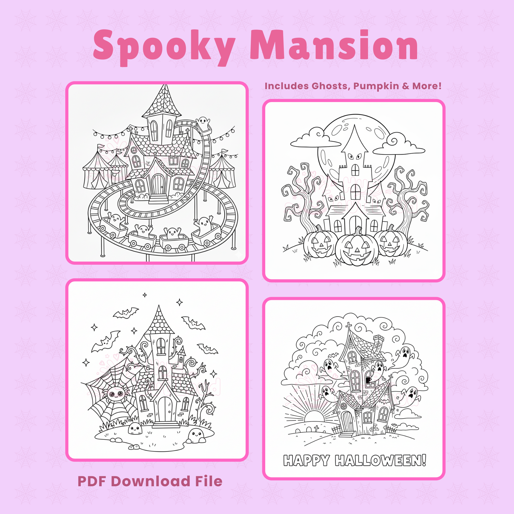 Haunted House Coloring Pages with Cute & Fun Designs Best for Halloween