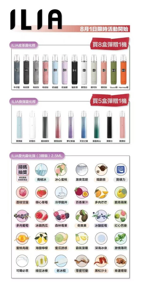 ILIA 哩亞❤️‍🔥一代通用(一盒三顆)🈵五盒送一般主機🈵八盒送皮革主機