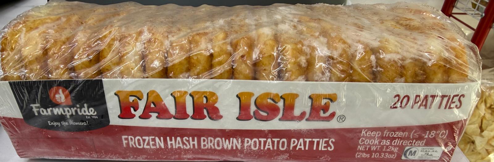 Fair Isle Frozen Hash Brown Potato Patties