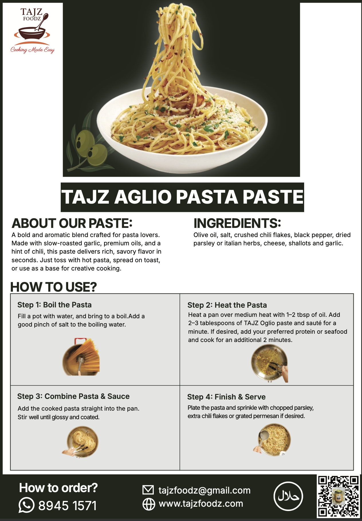 TAJZ AGLIO Pasta Paste