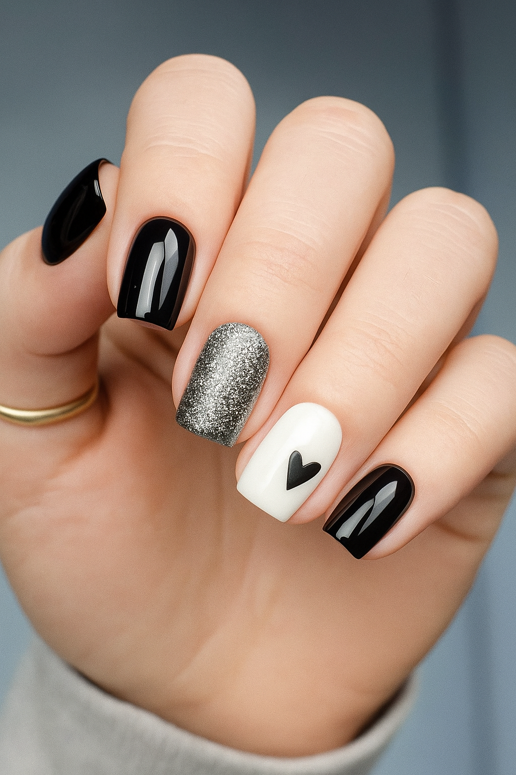 White Black Nails