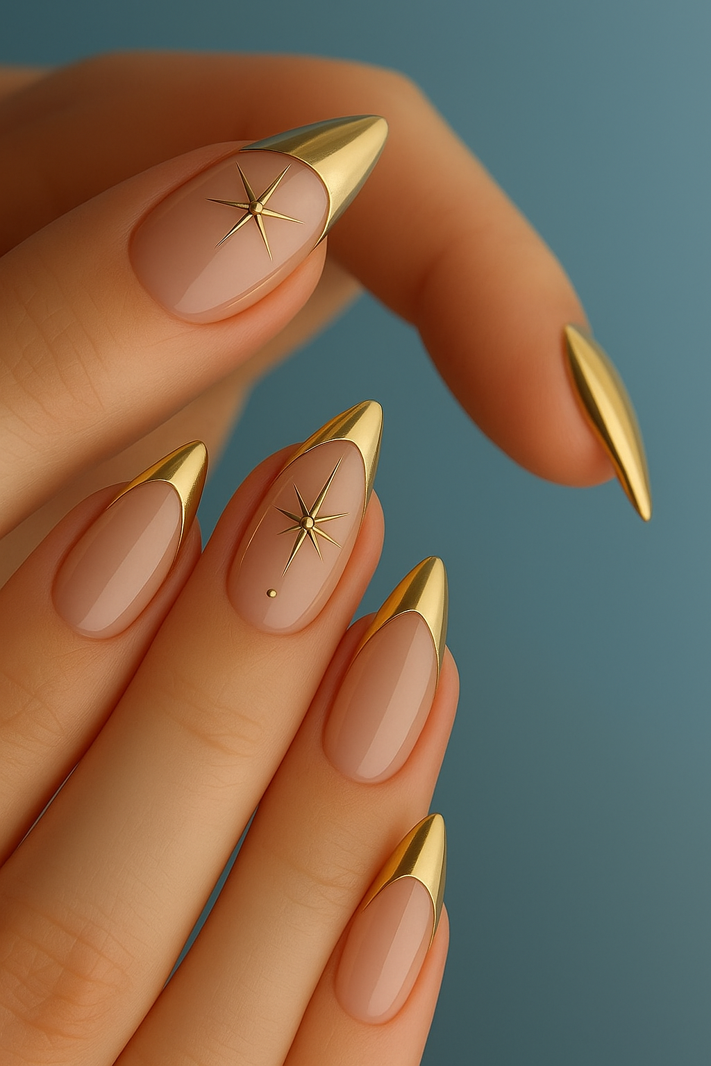 Chrome with French Nail Art