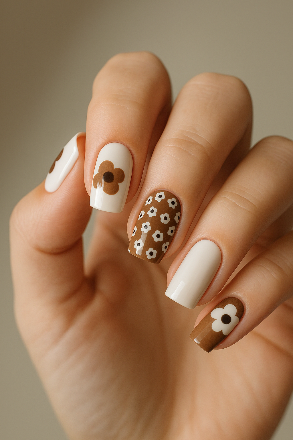 Minimal Flower Design Nails