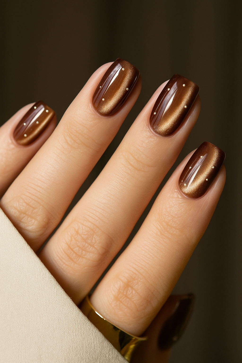 Brown CatEye Press-On Nails
