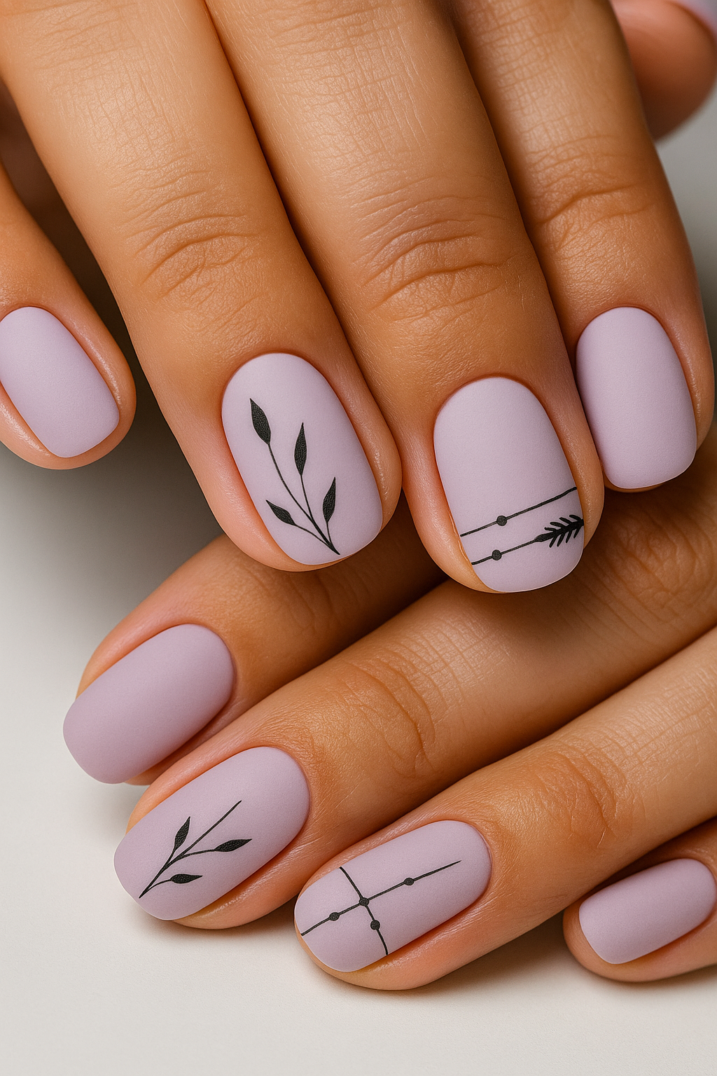 Minimal Leaf Design Nails