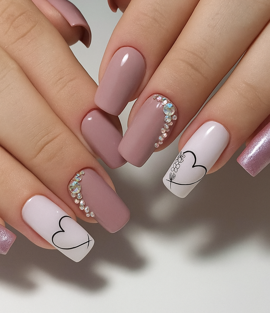 Heart Design with Stone Nails