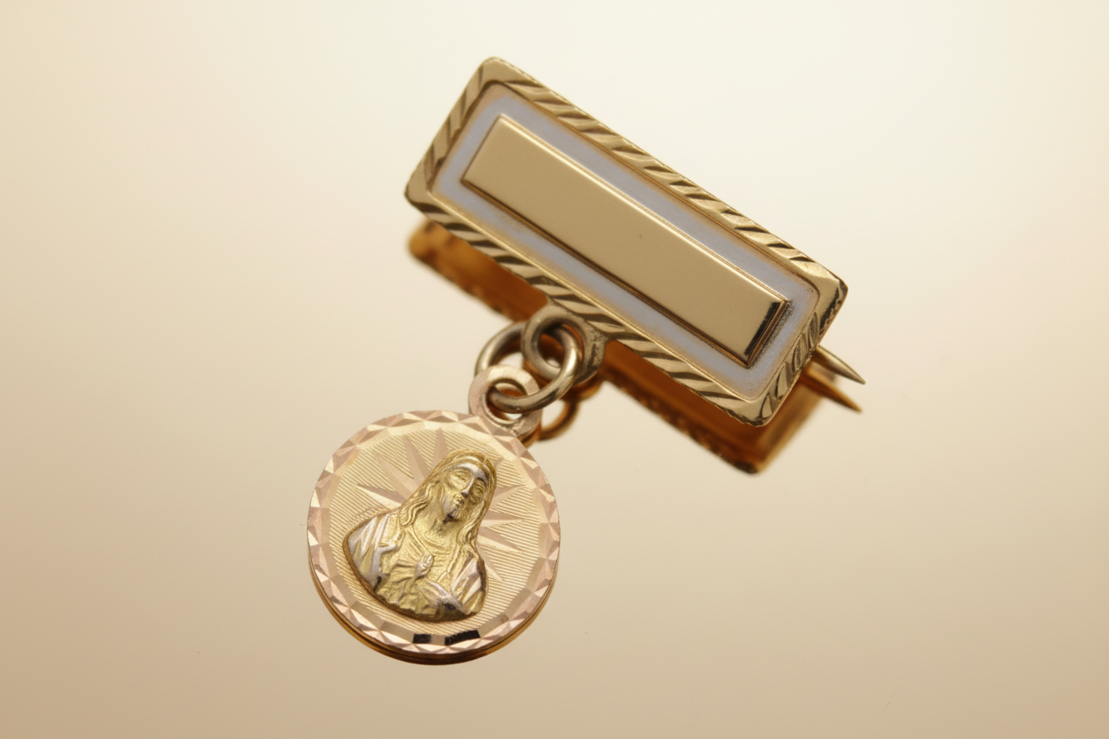 Broche de Oro Con Rostro de Cristo