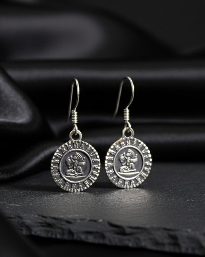 Aretes de plata de Calendario Maya
