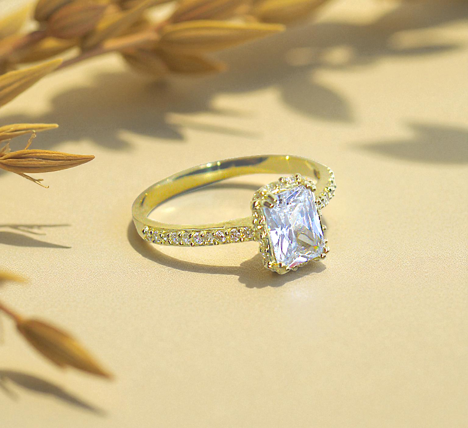 Anillo de Compromiso Baguette Con Media Churumbela