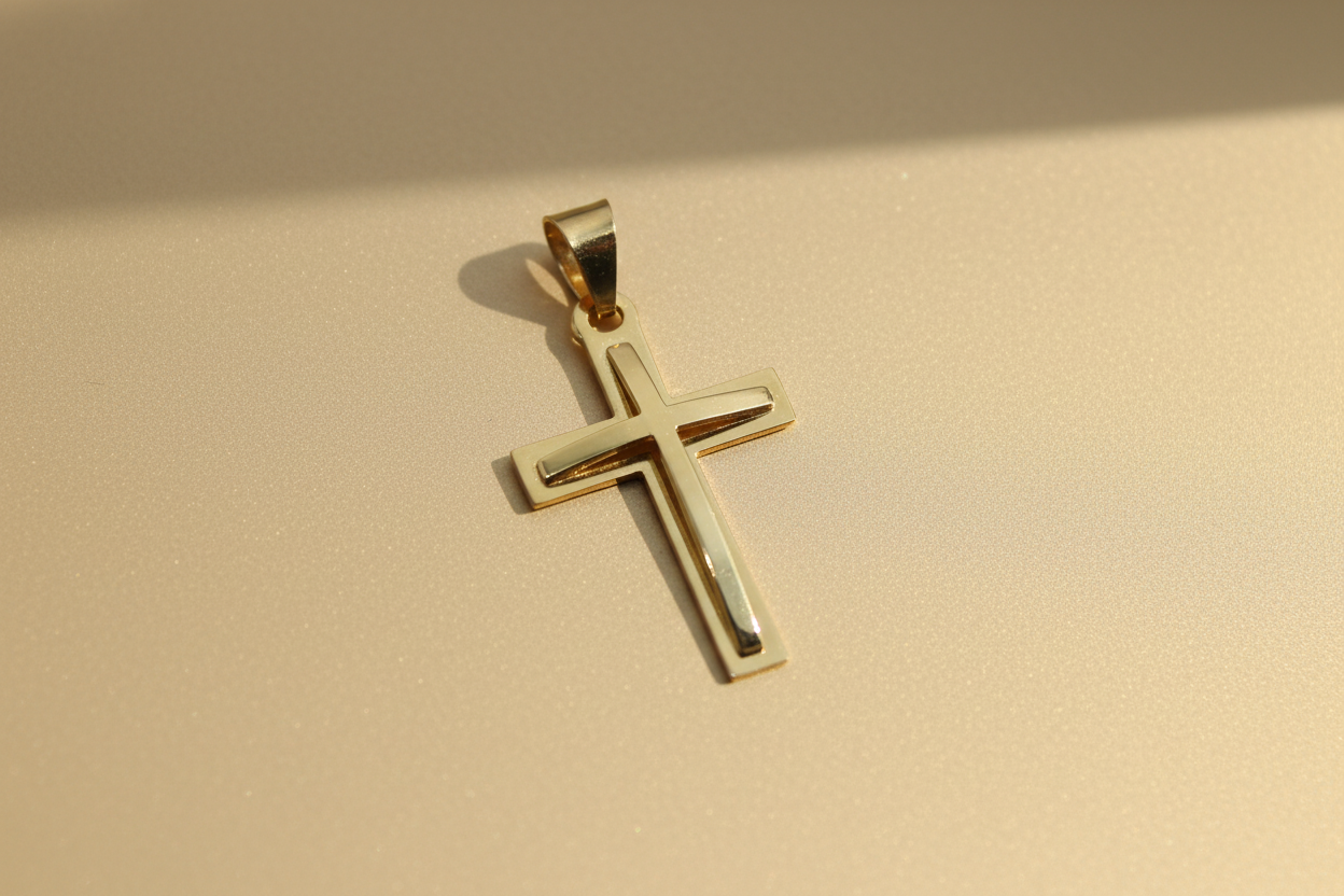 Dije de Oro Con Diseño de Cruz