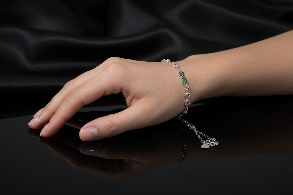 Pulsera de Plata Con Infinitos de Colores