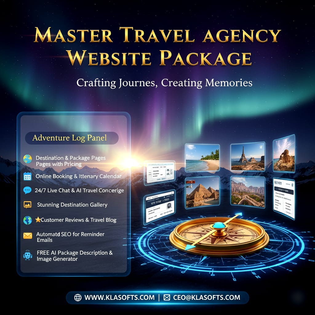 ✈️ MASTER TRAVEL AGENCY WEBSITE PACKAGE