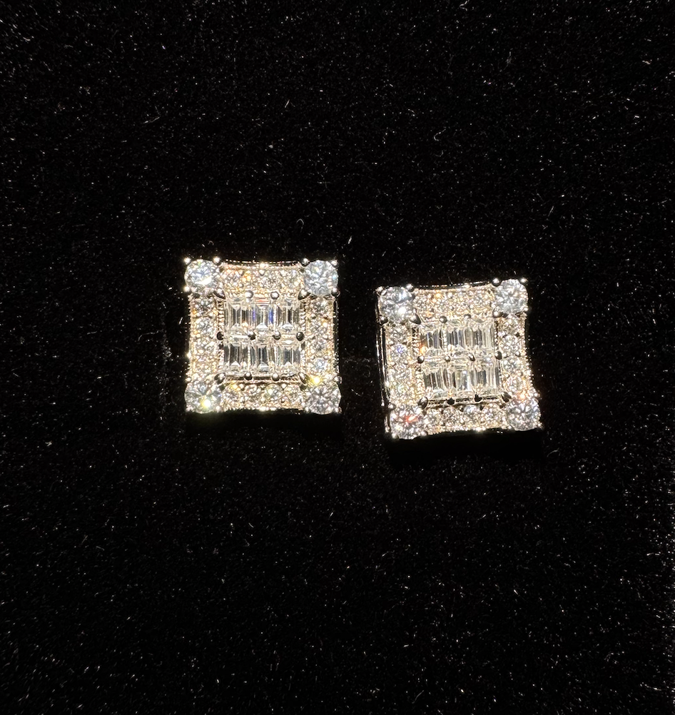 Square Moissanite Earrings .78tw
