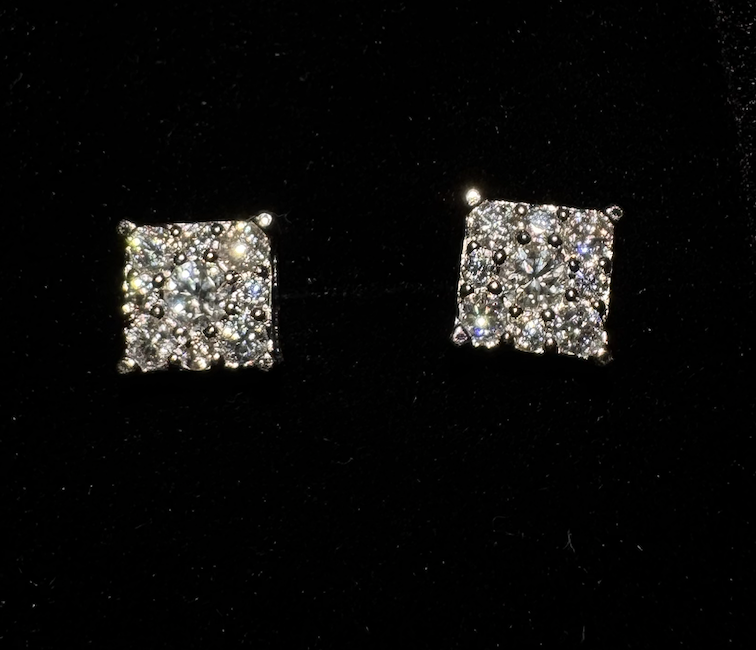 Square Moissanite Stud Earrings 1.03tw