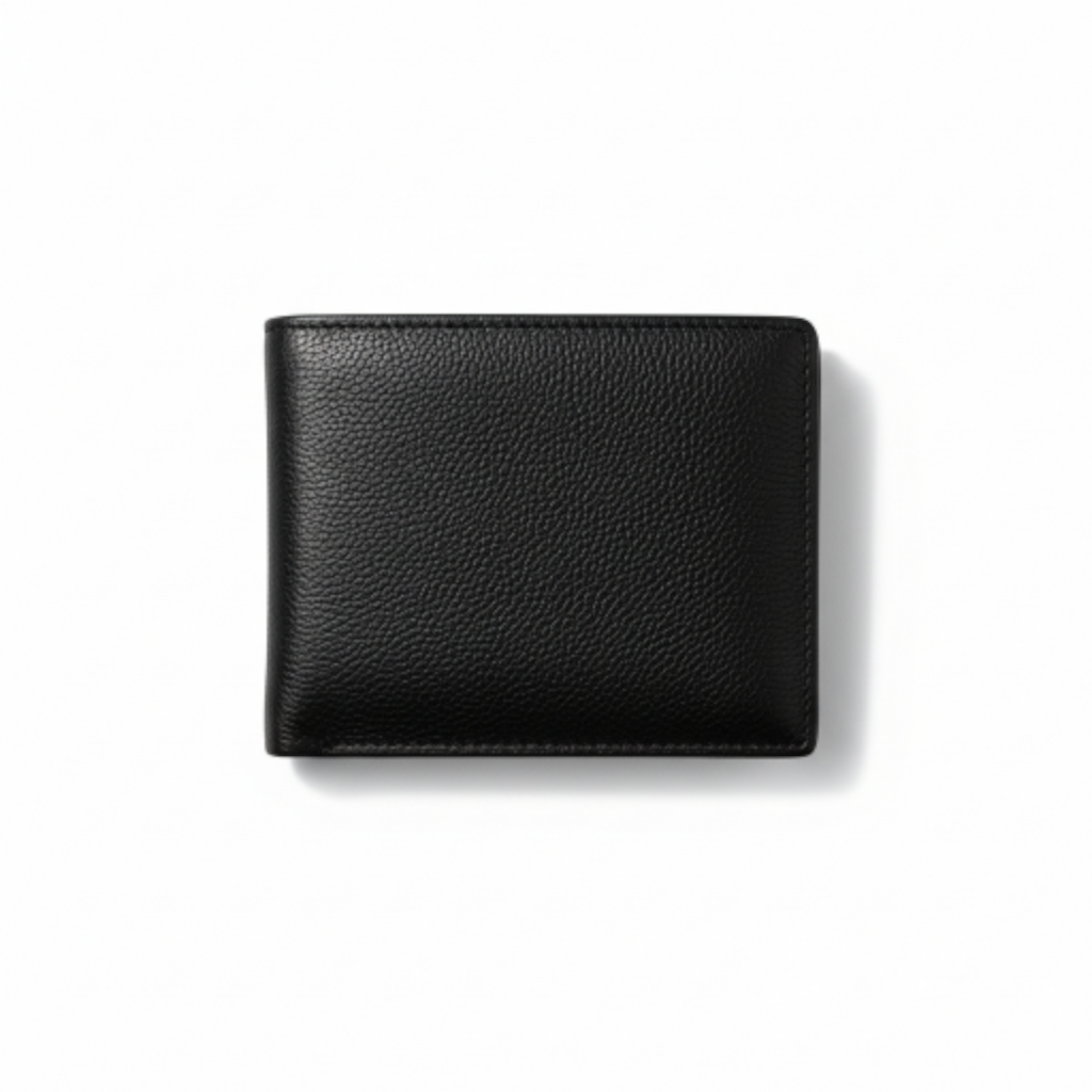 Men's Black Leather Wallet and Belt Set
