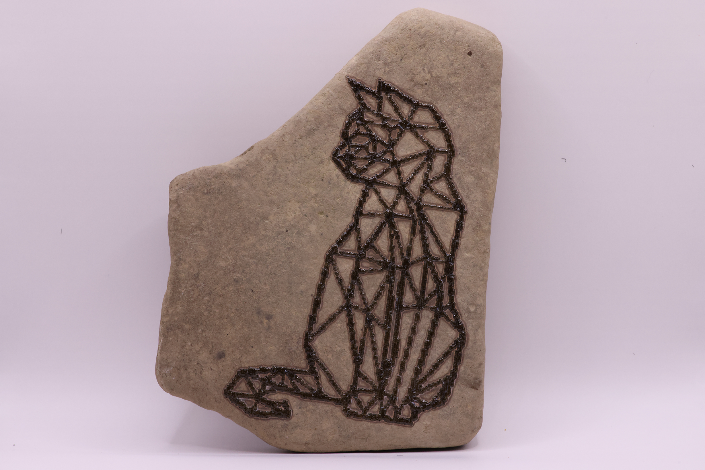 Geometric Cat Stone