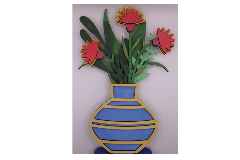 Colorful Vase Wood Art