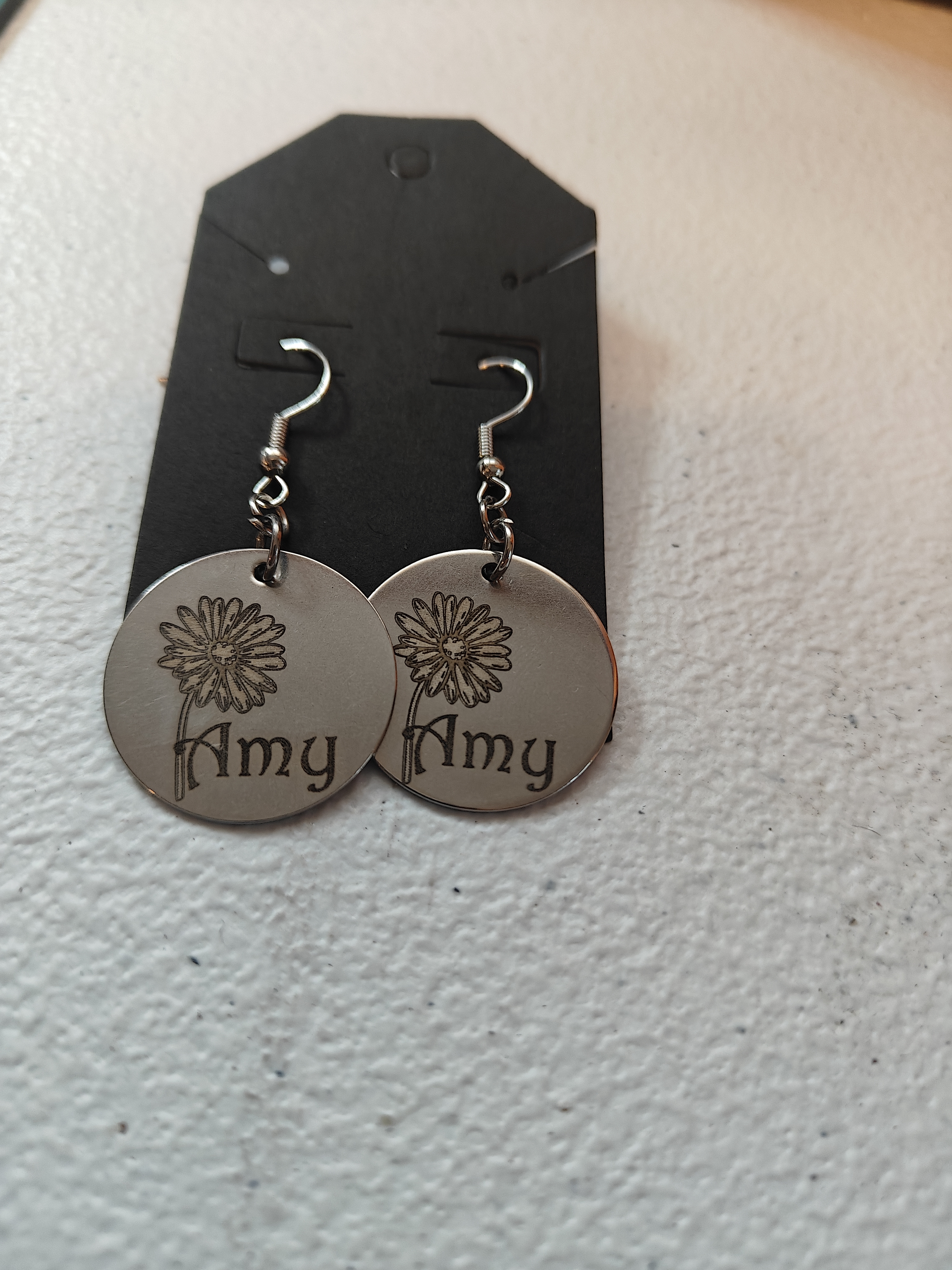 Personalized Gerber Daisy Engraved Earrings