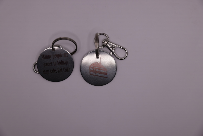 Metal Cake Engraved Keychains
