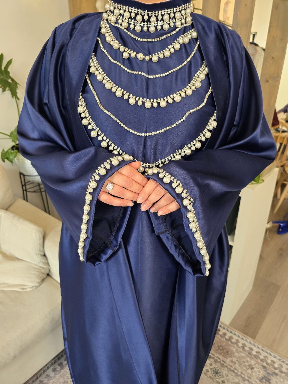 Embellished Satin Abaya