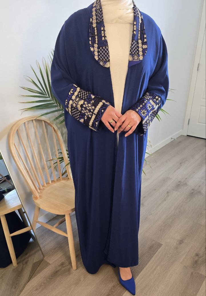 Elegant Blue Embellished Abaya