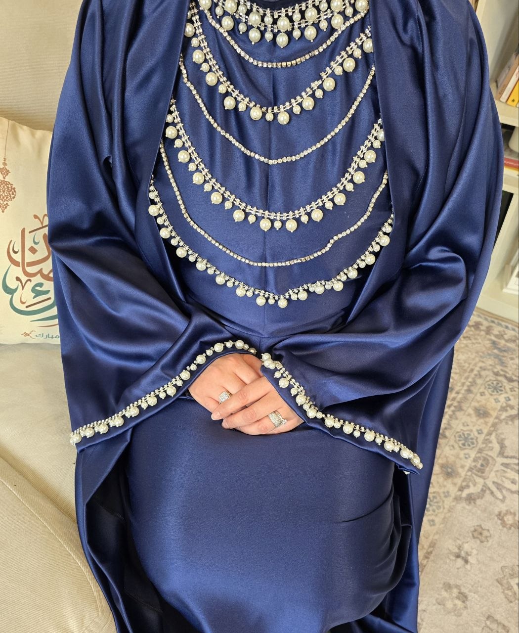 Embellished Satin Abaya