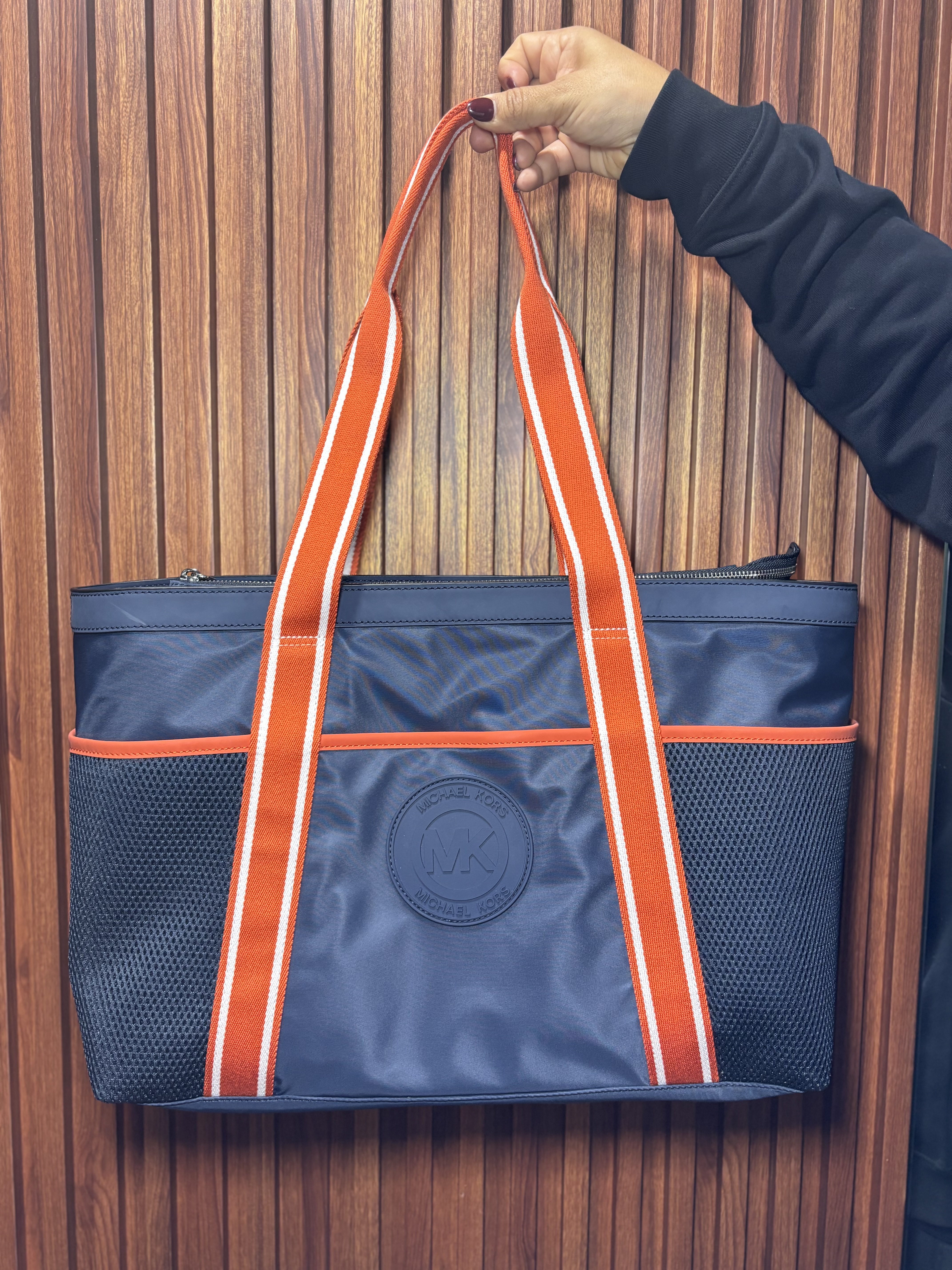 Tote Nylon Michael Kors Azul con Naranja