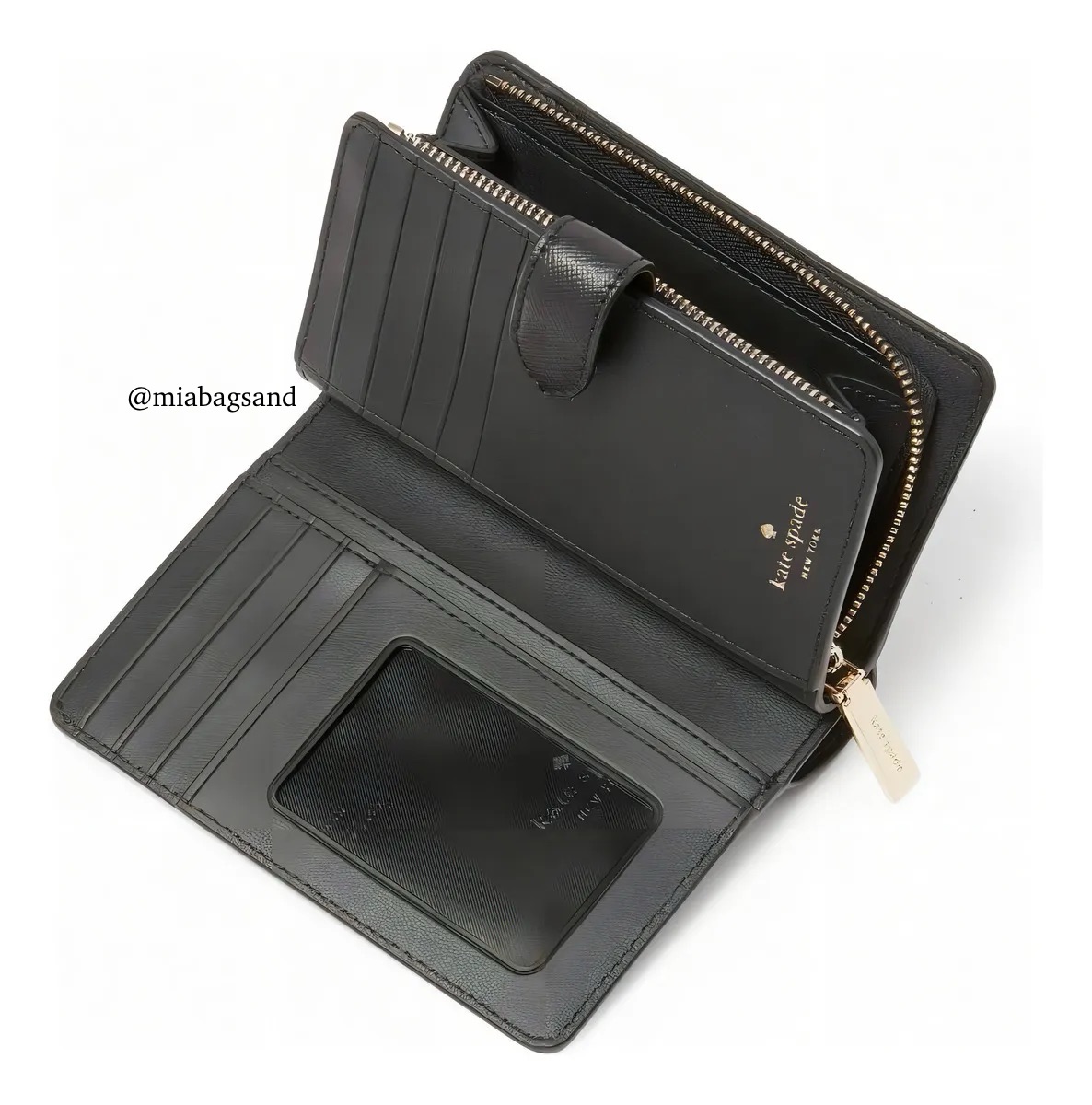 Cartera negra con clip a presión 