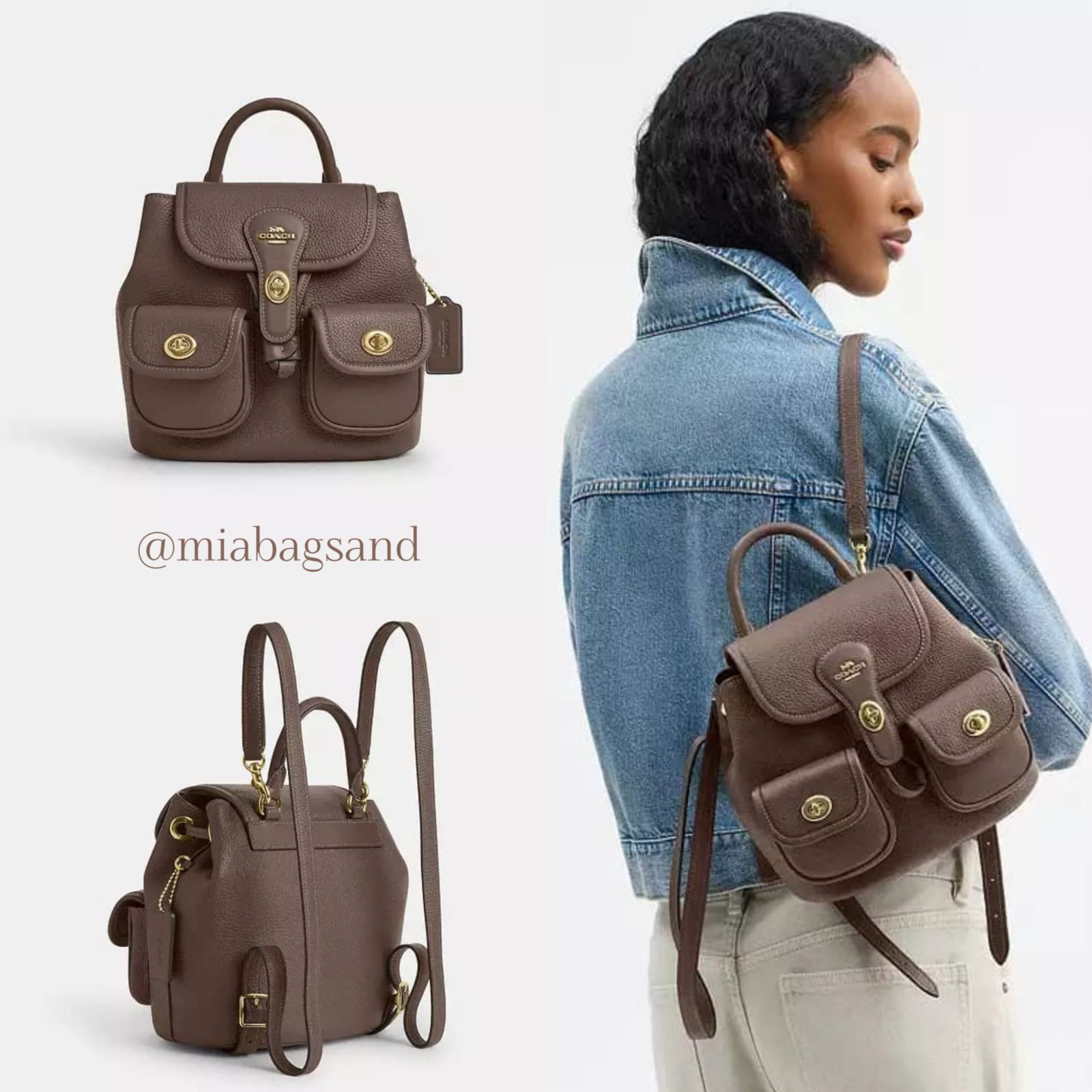 Mochila con herrajes dorados COACH