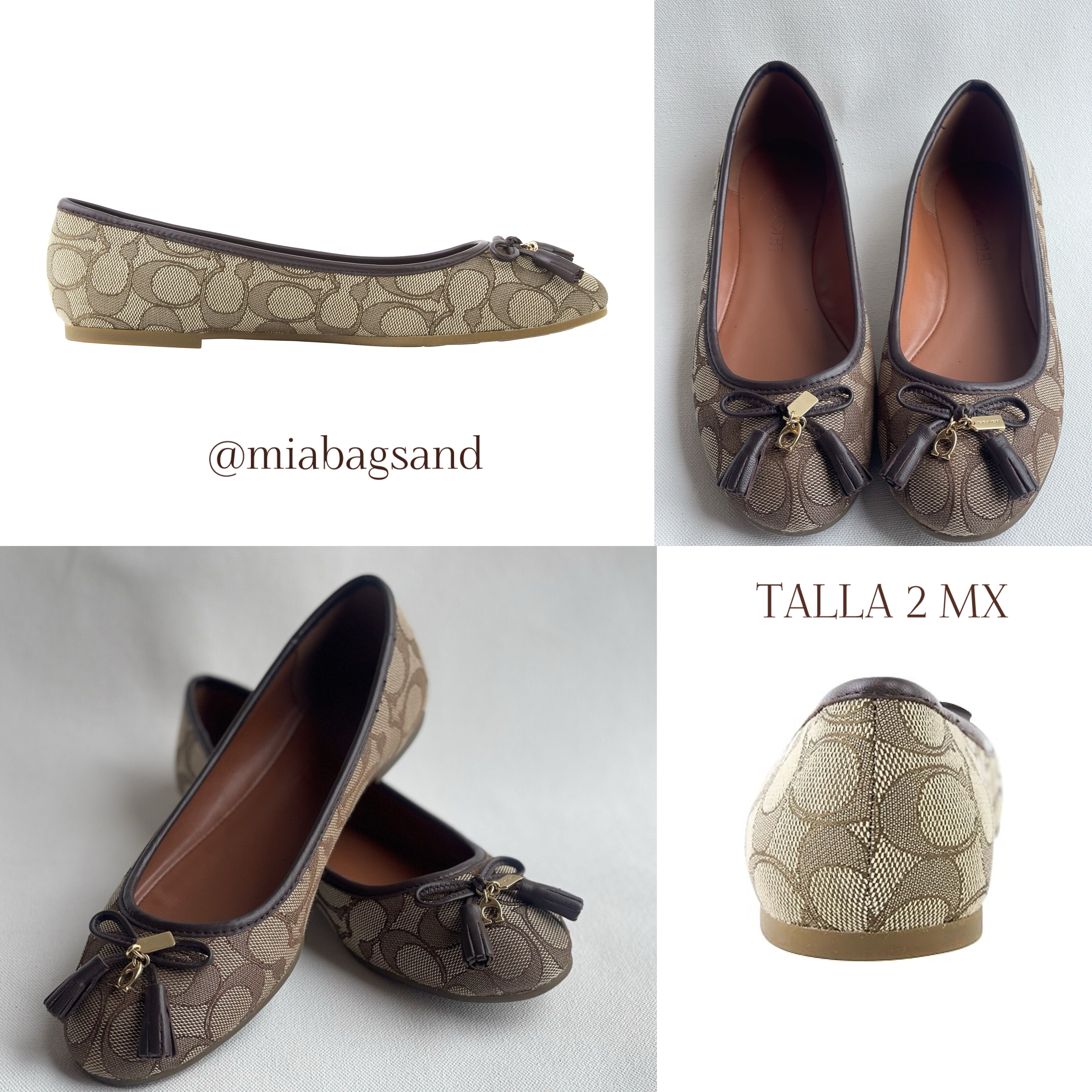 Flats beige con detalles café obscuro