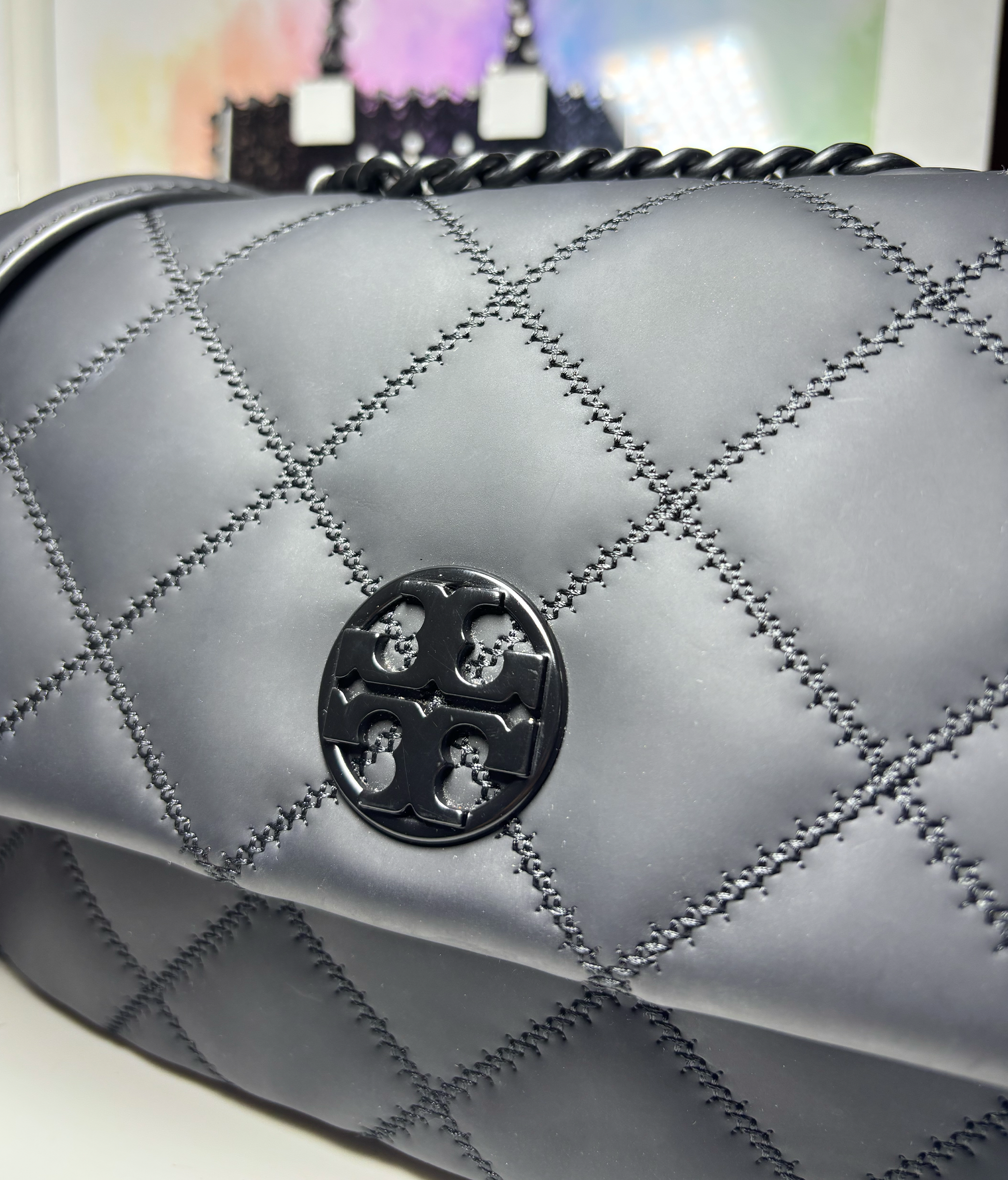 Bolsa acolchada negra Tory Burch