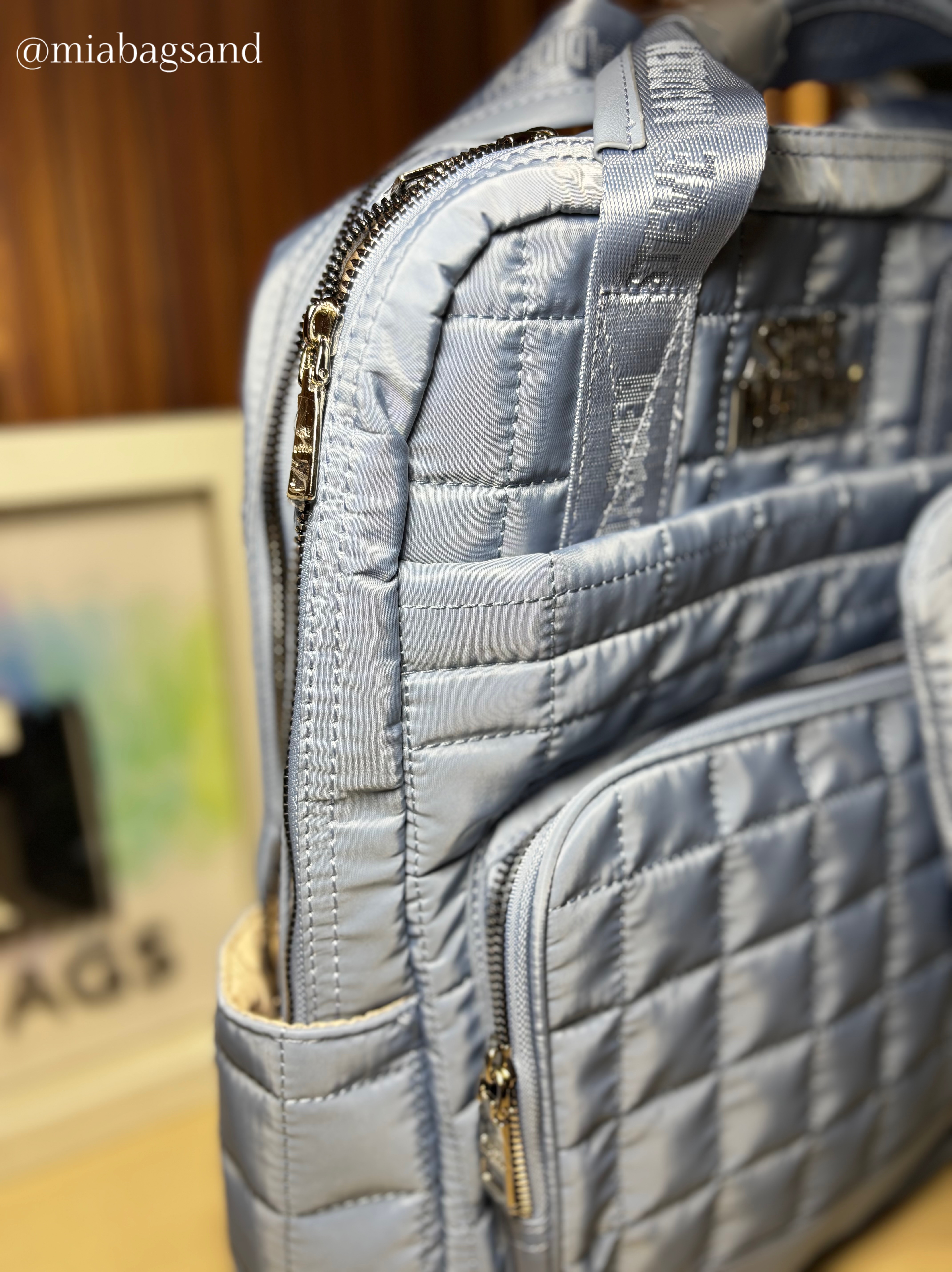 Mochila acolchada nylon azul