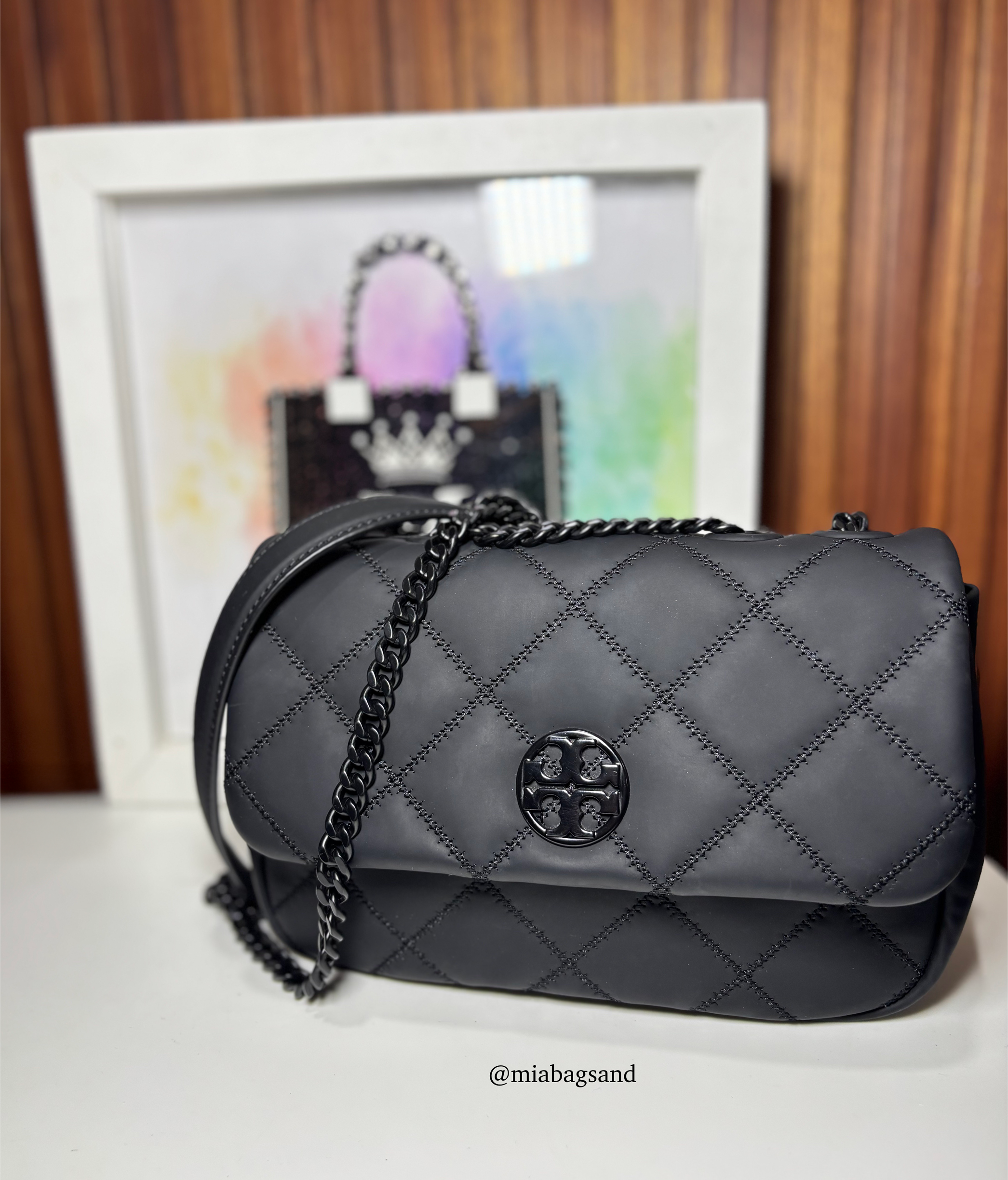 Bolsa acolchada negra Tory Burch