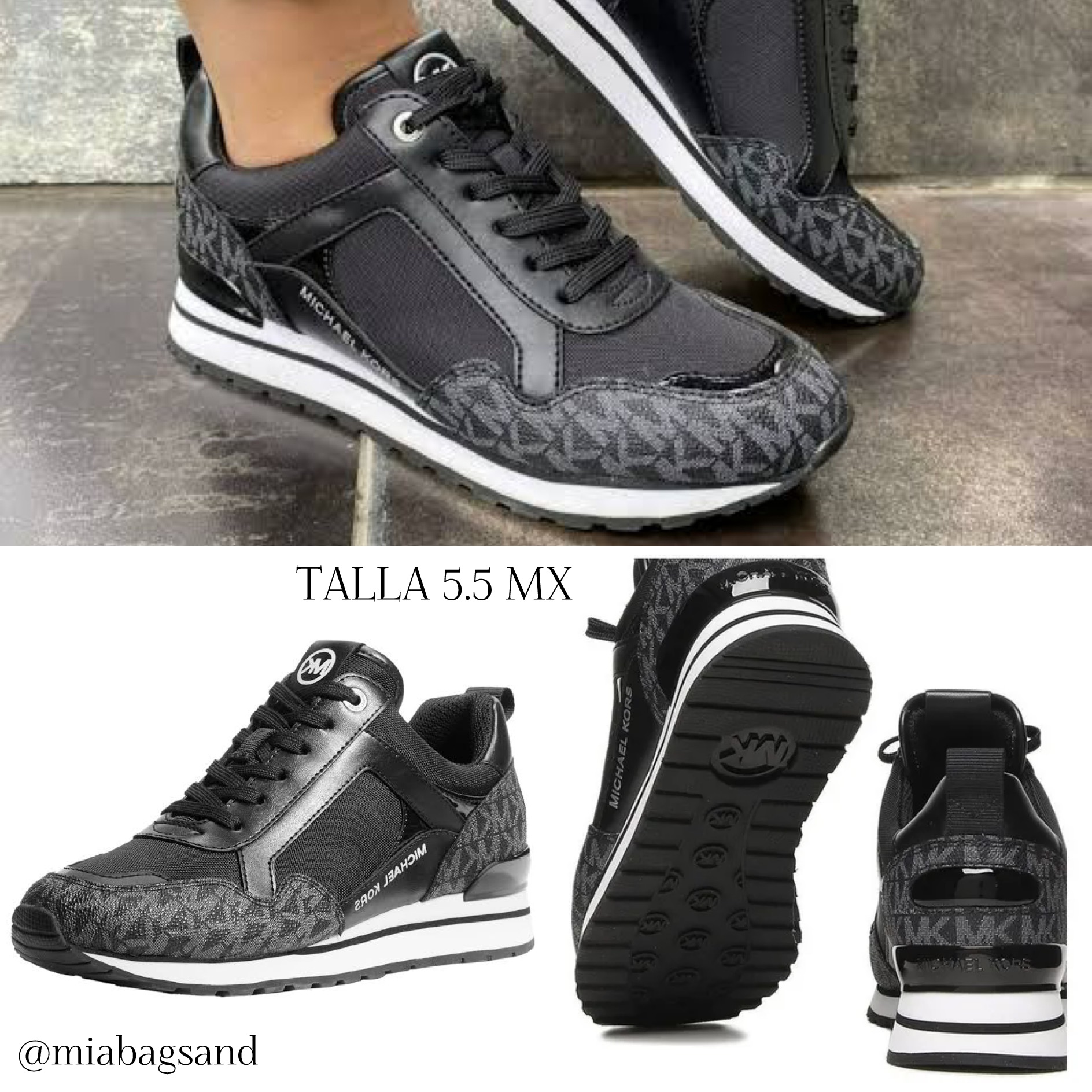 Tenis vinil negro con monogram