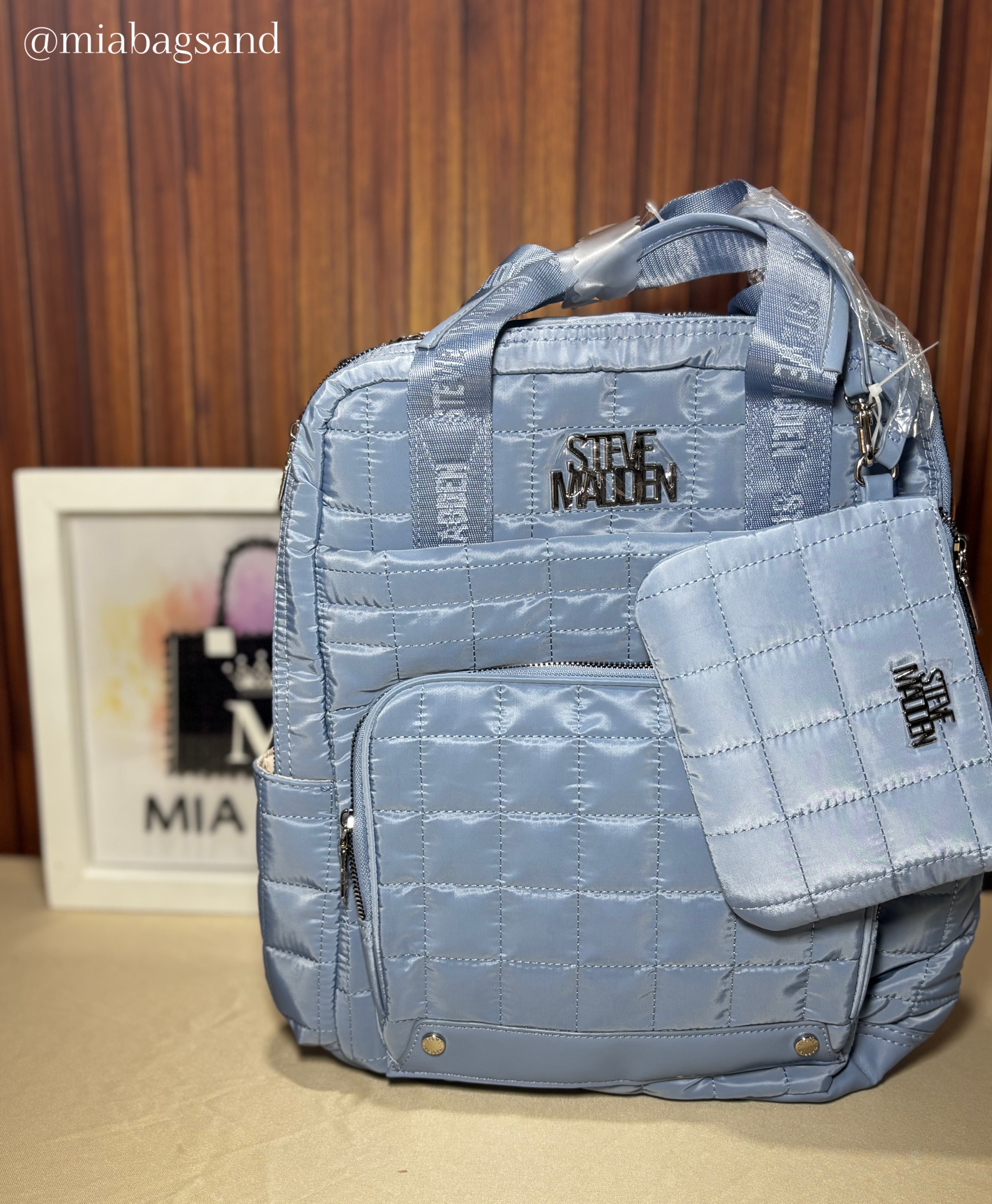 Mochila acolchada nylon azul