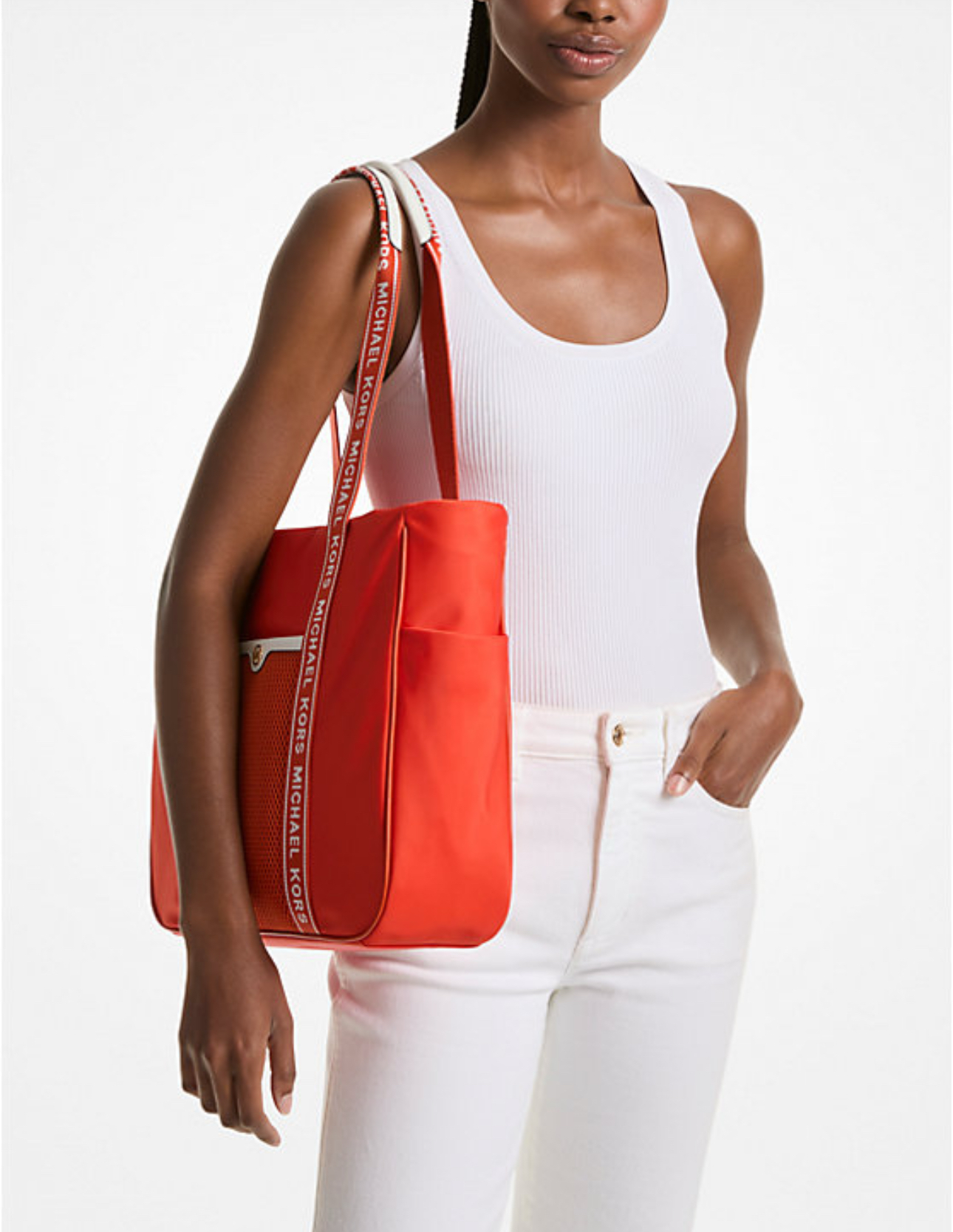 Tote nylon color naranja Michael Kors