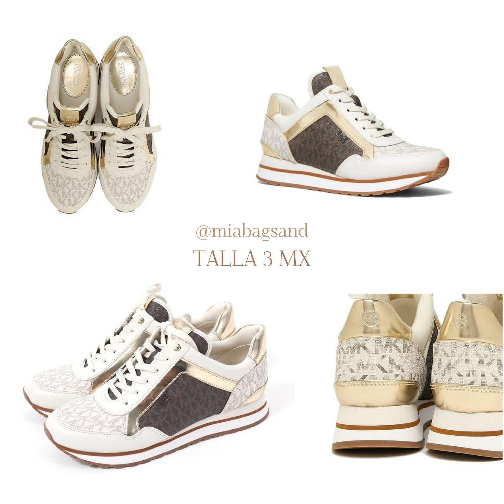 Tenis monogram y detalles dorados