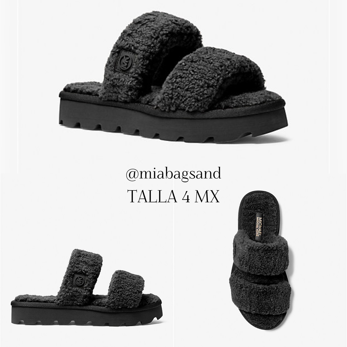 Sandalias de peluche negras