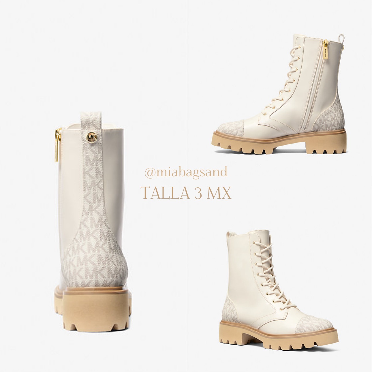 Botas tipo militar camel & ivory