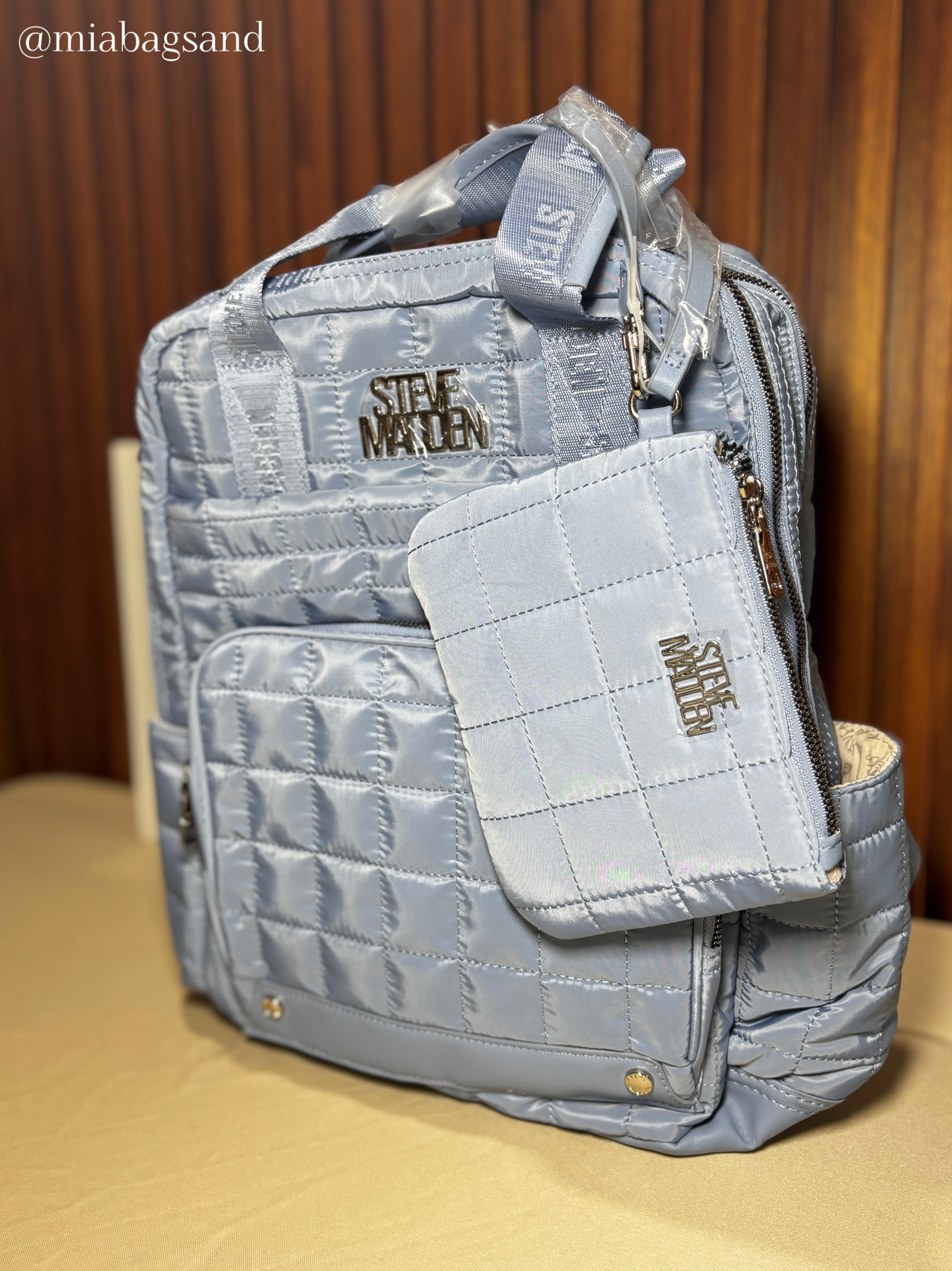 Mochila acolchada nylon azul