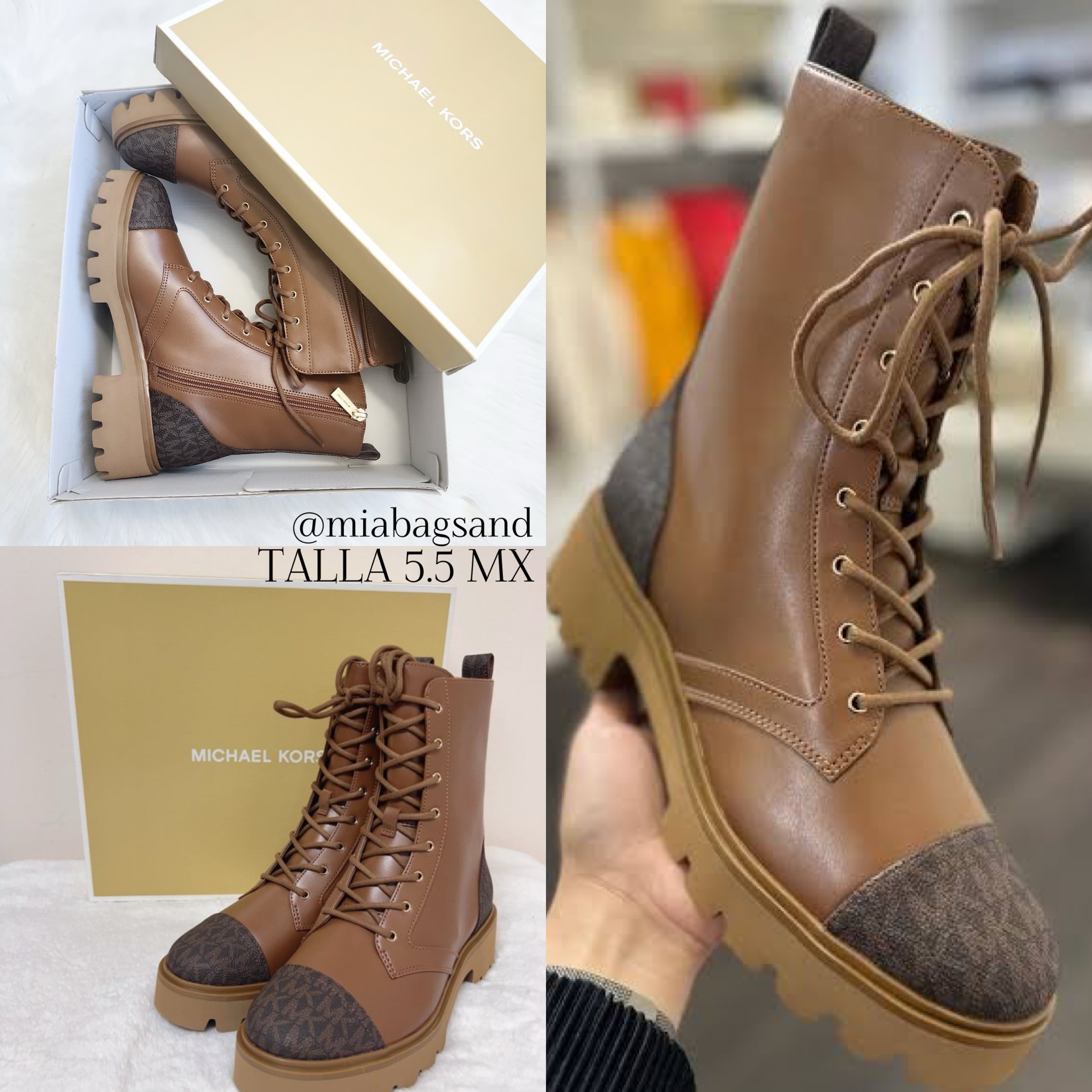 Botas tipo militar camel & ivory