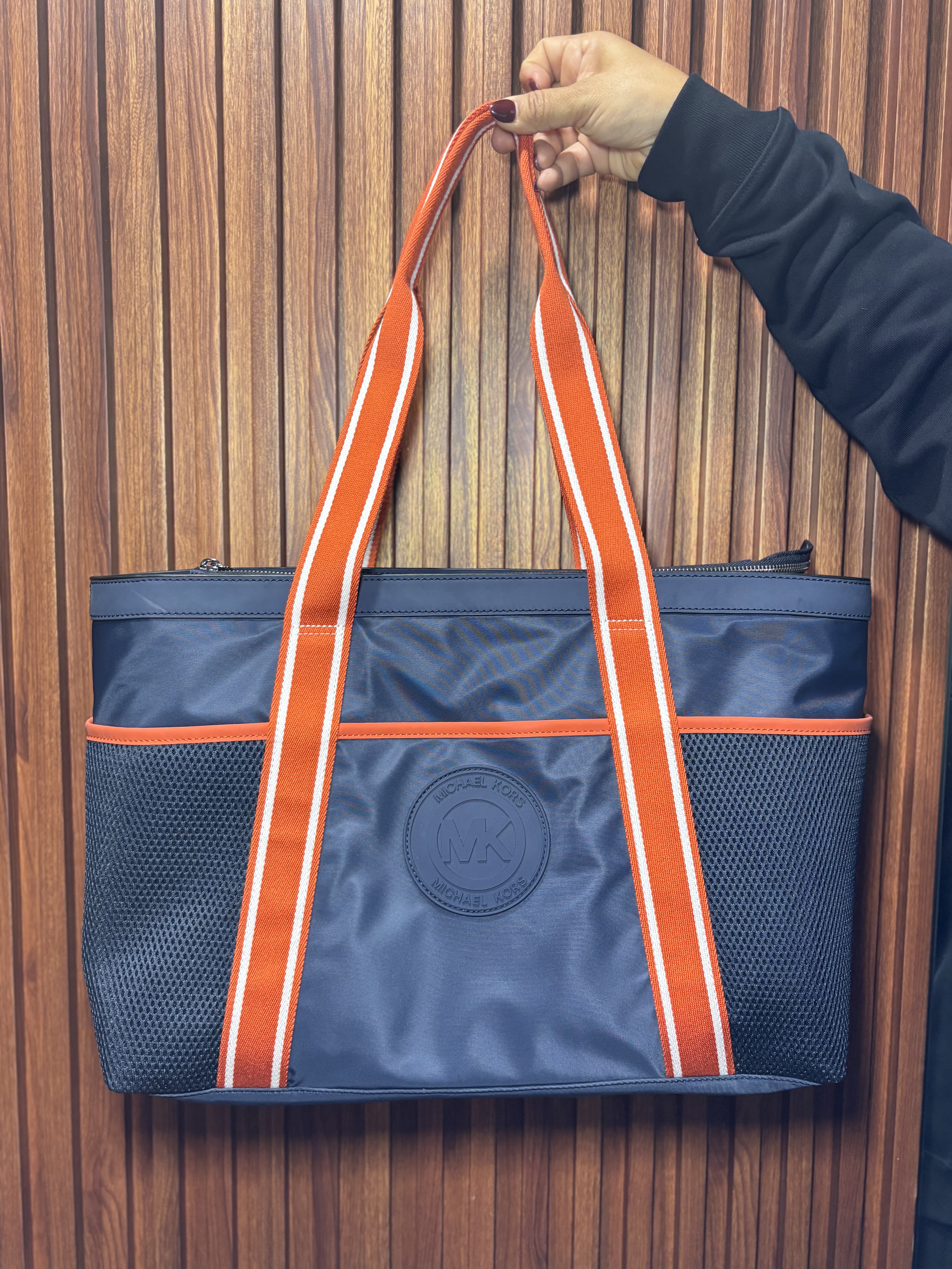 Tote Nylon Michael Kors Azul con Naranja