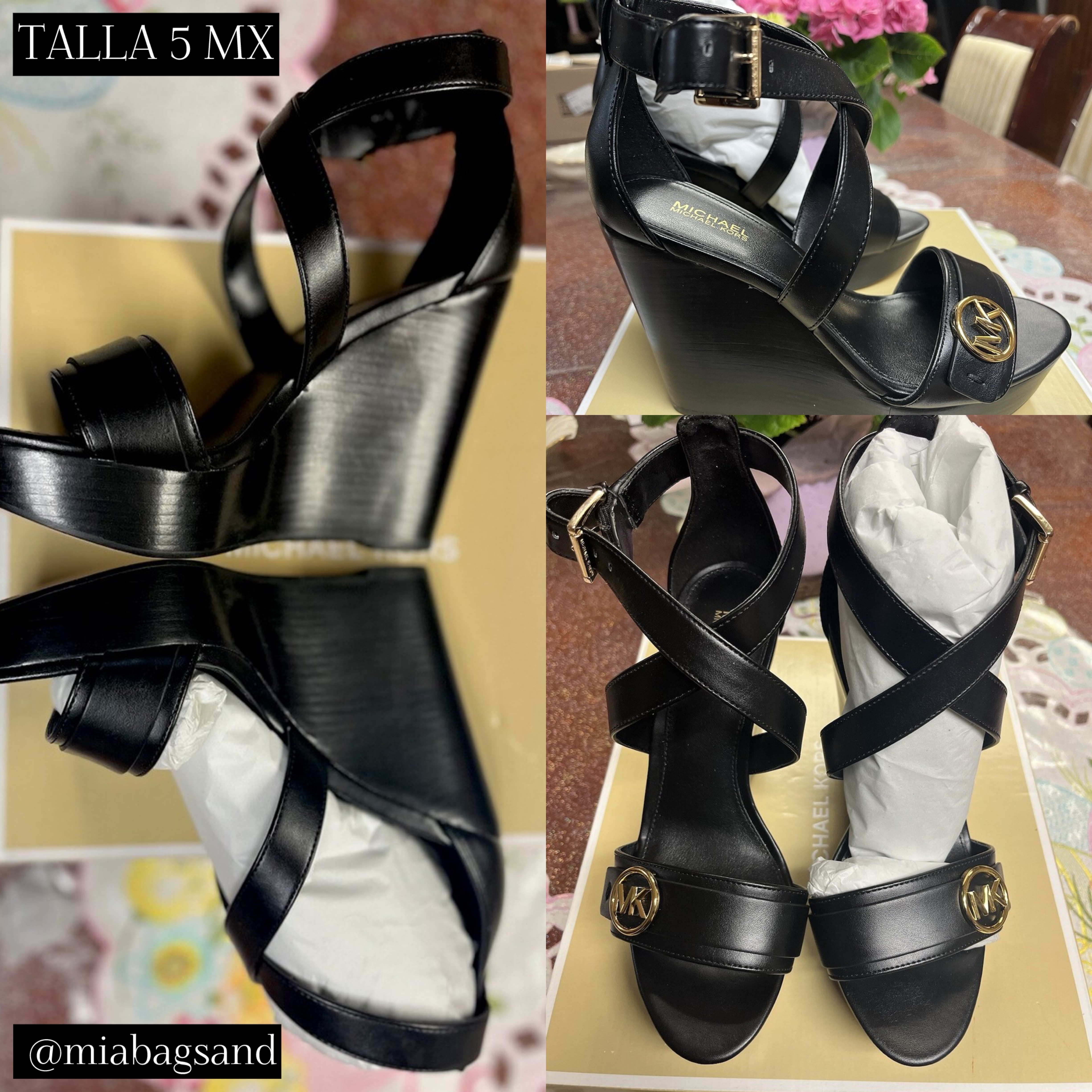 Sandalia negra de tacón plataforma