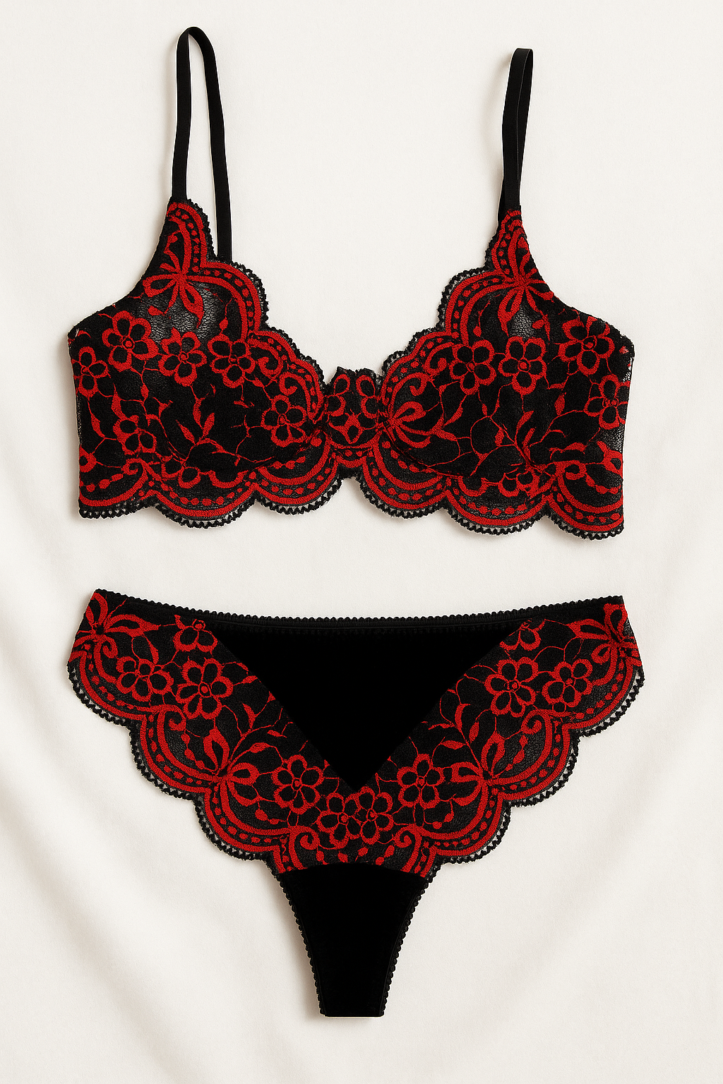 Lady Ivy’s Black & Red Lace Lingerie Set